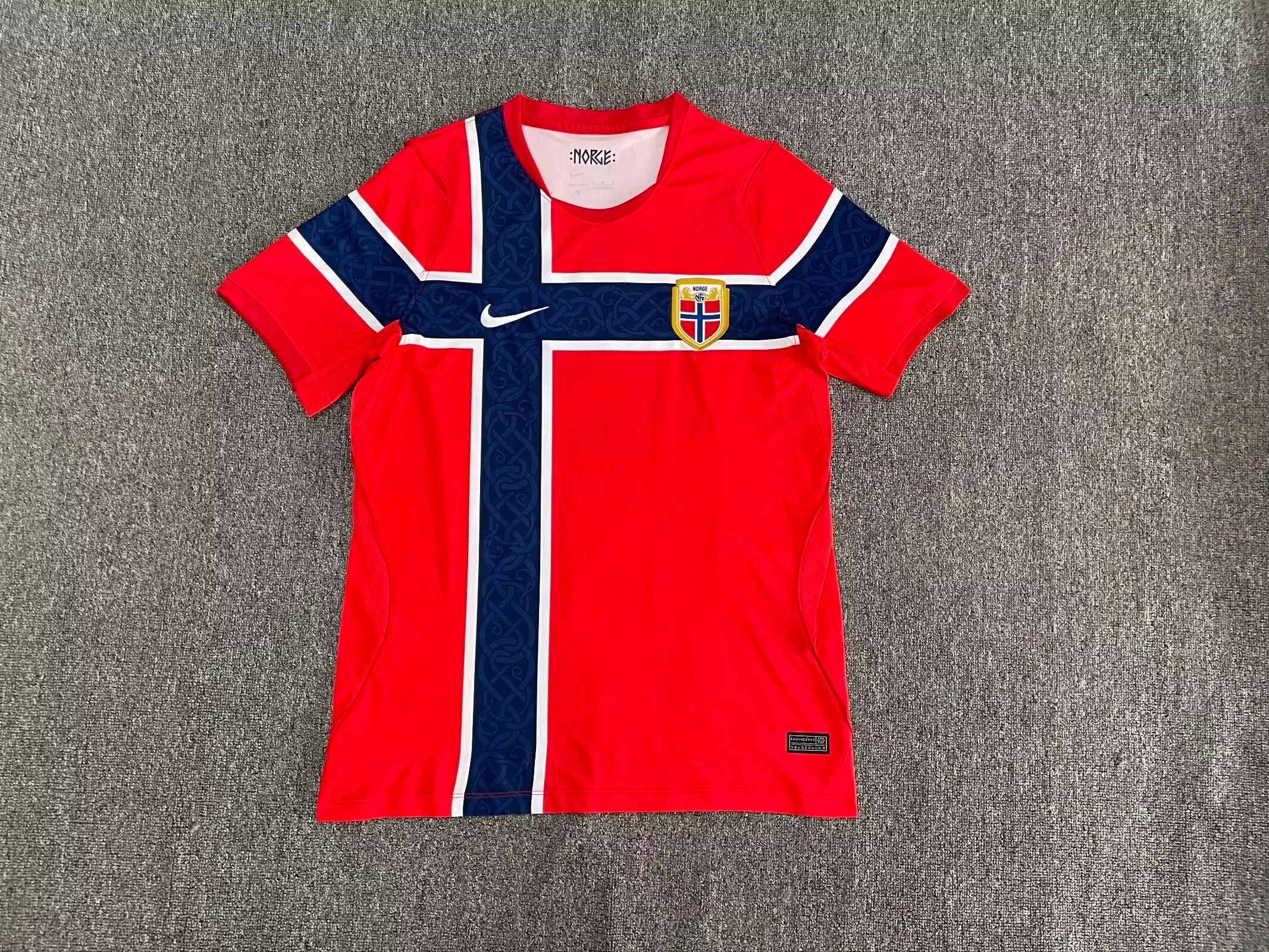 Norway Red Football Jersey Cross Design