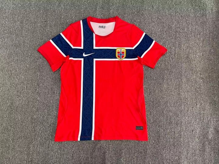 Norway Red Football Jersey Cross Design