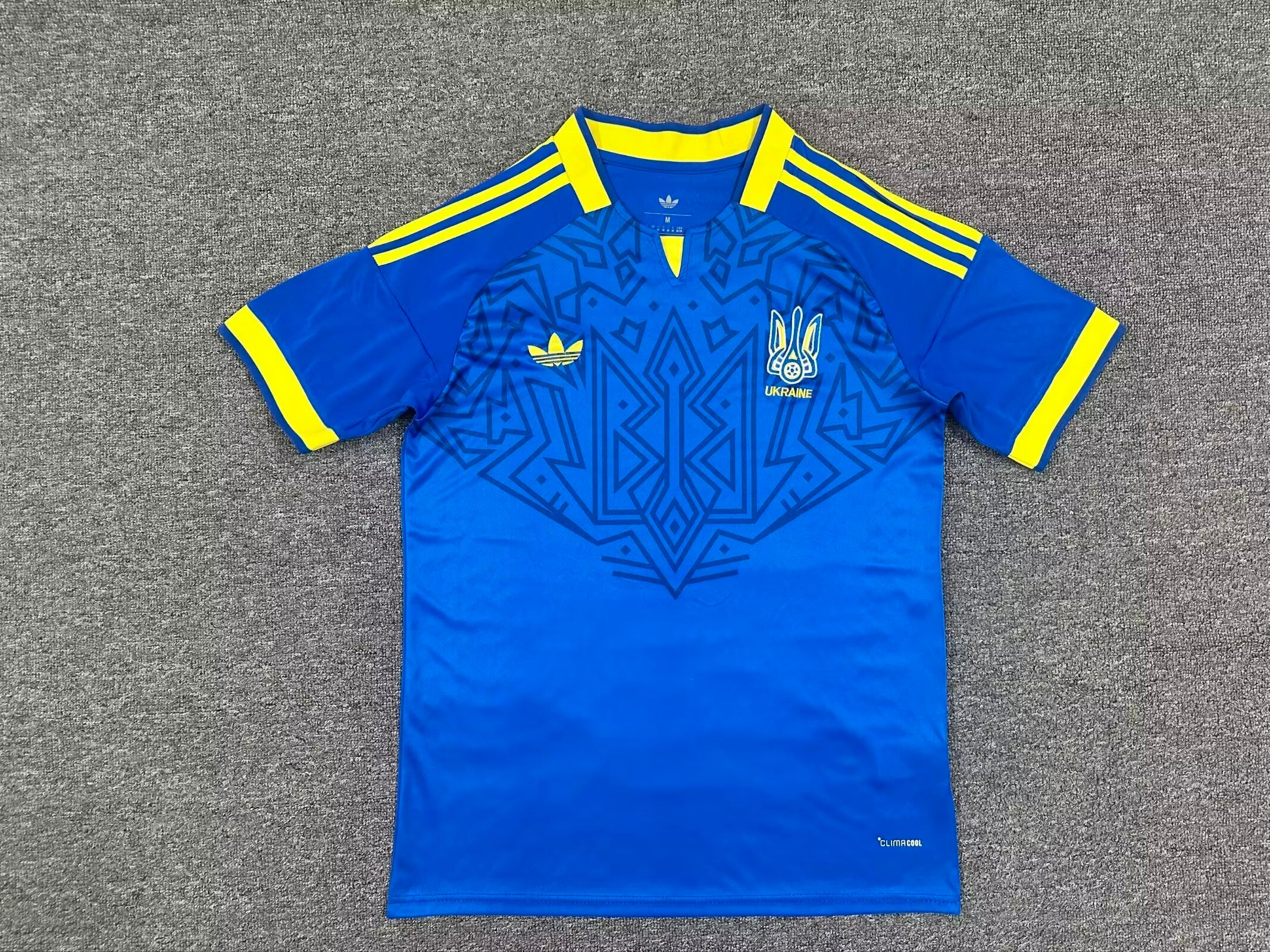 Ukraine Blue Football Jersey Yellow Accent
