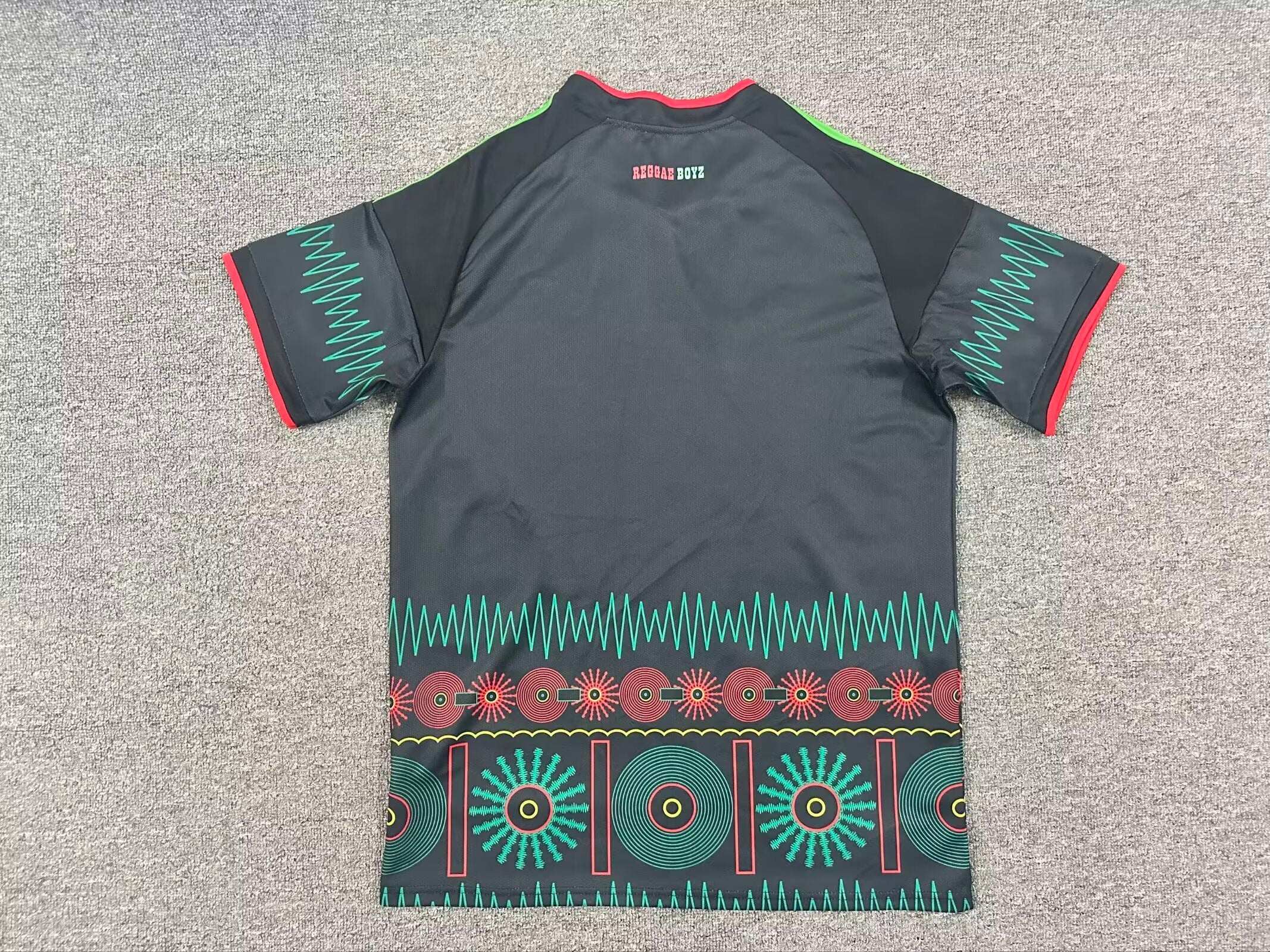 Jamaica Black Football Jersey Tribal Design