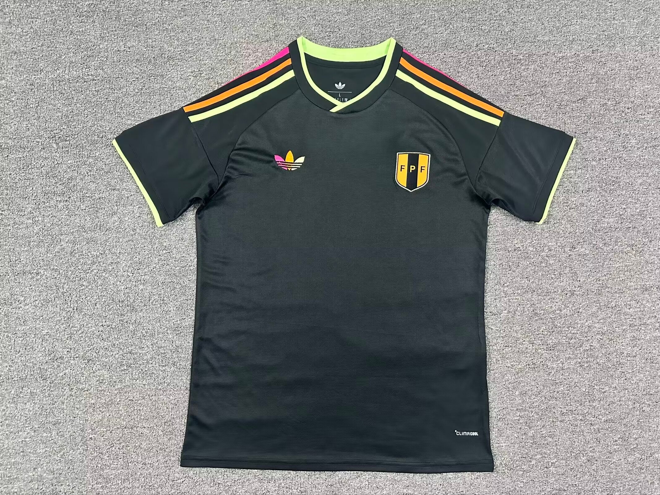 Peru Black Football Jersey Neon Edition