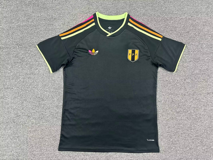 Peru Black Football Jersey Neon Edition